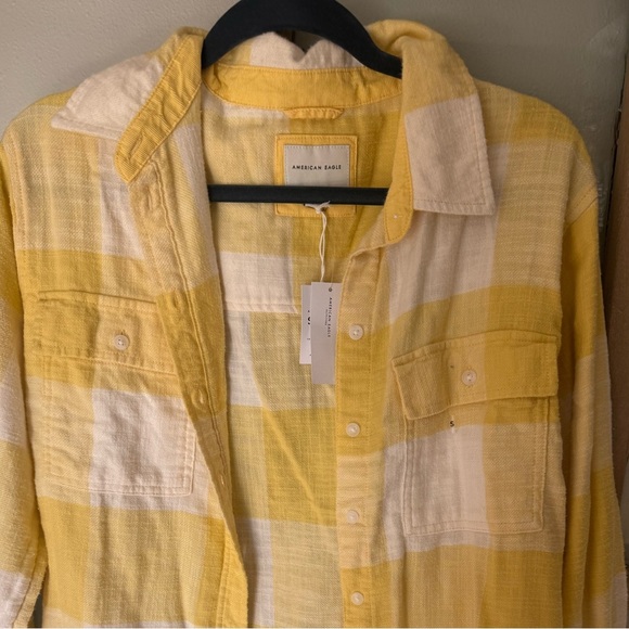 AMERICAN EAGLE 🦅 super soft yellow/white plaid unisex top💛🤍(womens sizing) 🤍💛 - Picture 1 of 8